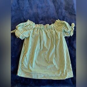 J.Crew gingham off the shoulder tie sleeves top. Size 4T